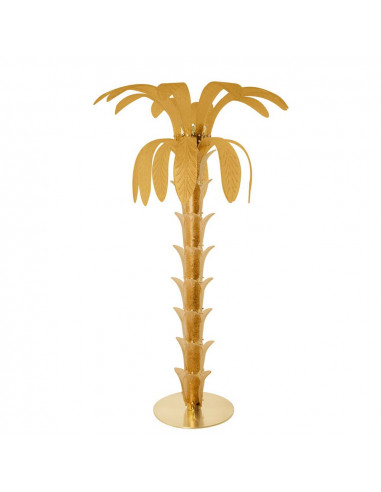 Vintage palm tree-shaped floor lamp in Murano glass, natural brass structure, amber grit crystal glass