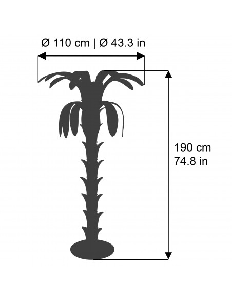 Measurements Vintage palm tree-shaped floor lamp in Murano glass, natural brass structure, crystal glass Measurements Vintage palm tree-shaped floor lamp in Murano glass, natural brass structure, crystal glass