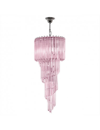 Lampadario di lusso Murano moderno - Vetri quadriedri - Cristallo Rosa