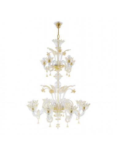 Lampadario classico ed elegante in vetro di Murano modello Imperiale - sfondo bianco
