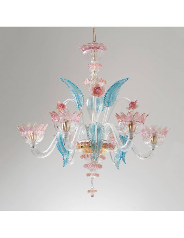 Torce' Azzurro rosa lampadario piccolo classico 5 luci