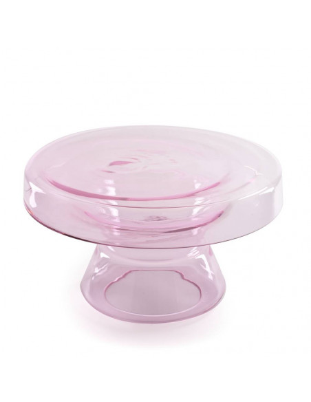 Tavolino da salotto in vetro di murano color rosa, modello basso