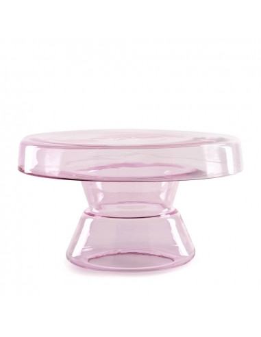 Tavolino da salotto in vetro di murano color rosa , modello basso