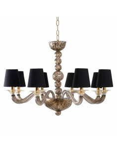 lampadario in vetro di murano oro e nero effetto leopardato