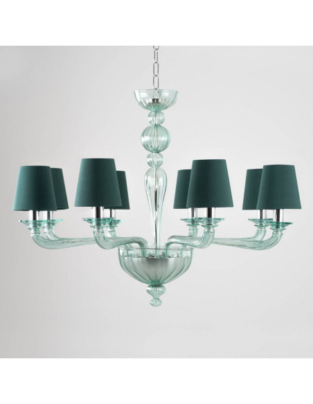 Lustre en verre de Murano vert avec abat-jour assortis