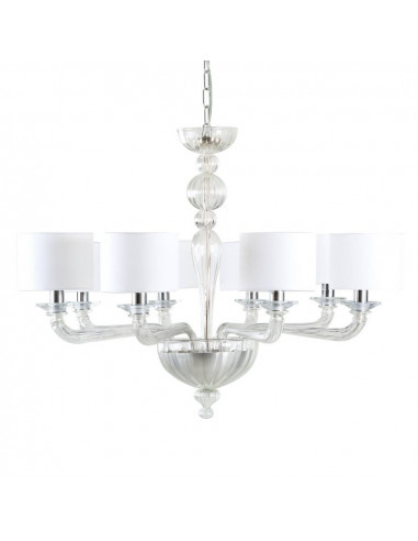 Murano glass chandelier with fabric lampshades
