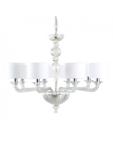 Lustre en verre de Murano avec abat-jour en tissu