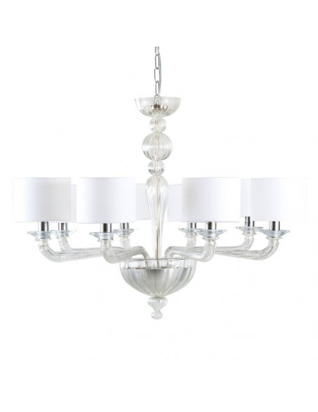 Lustre en verre de Murano avec abat-jour en tissu