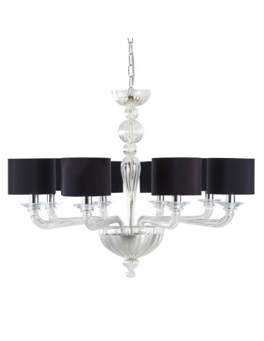 Murano glass chandelier with fabric lampshades