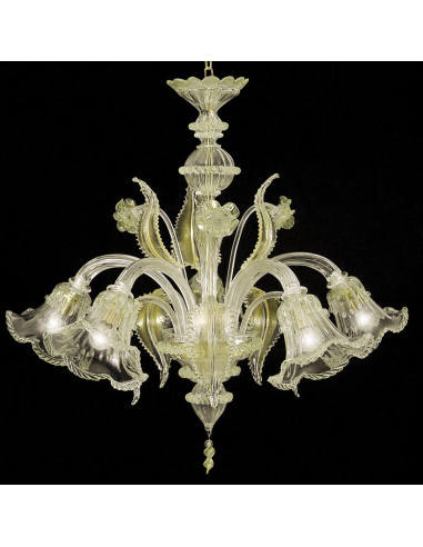 Lampadario classico in vetro di murano modello Ninfa oro