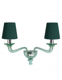 Applique in vetro di Murano verde con paralumi abbinati