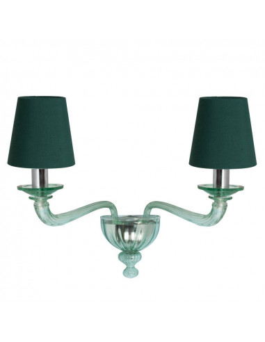 Applique in vetro di Murano verde con paralumi abbinati