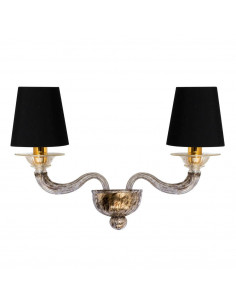 Applique in vetro di Murano oro leopardato con paralumi neri