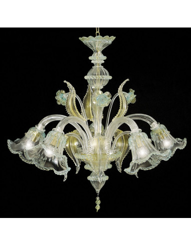 Lampadario classico in vetro di murano modello Ninfa oro