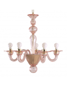 Pink peach fuzz chandelier, color 2024 in Murano glass