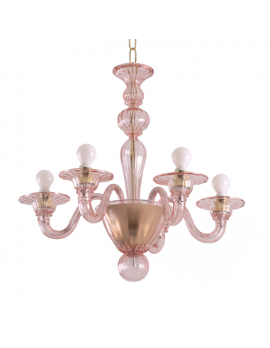 Lampadario rosa pesca peach fuzz, colore 2024 in vetro di murano