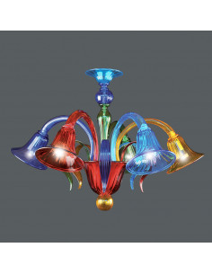 Plafoniera in vetro di Murano modello Marco Polo multicolor