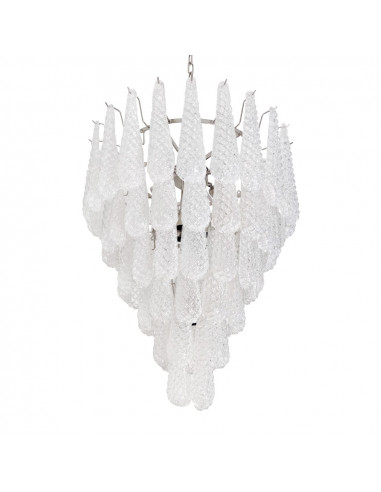 Lampadario vintage murano gocce in vetro graniglia, montatura cromo