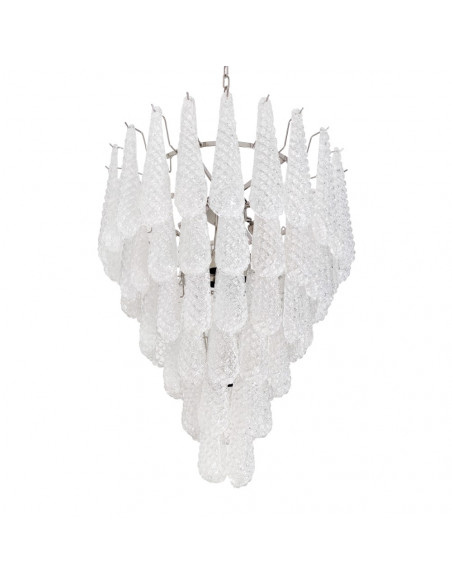 Lampadario vintage murano gocce in vetro graniglia, montatura cromo