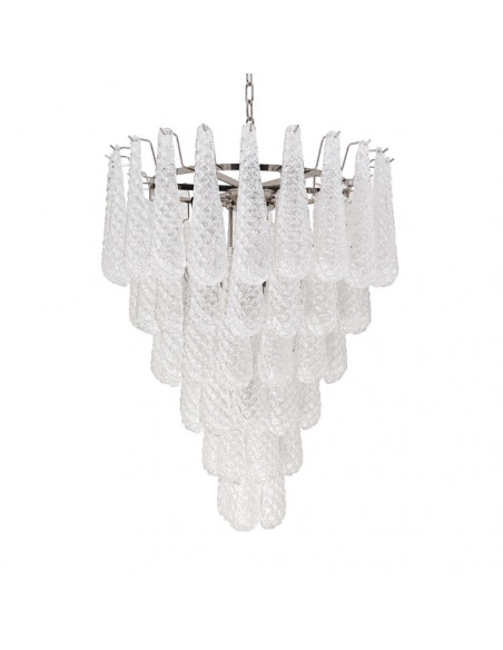 Lampadario vintage murano gocce in vetro graniglia, montatura cromo