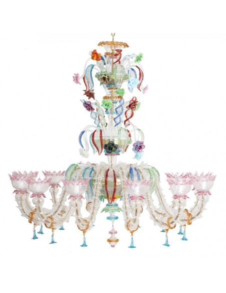 Lampadario ca'rezzonico sospiro di laguna - multicolor e foglie colpo di vento