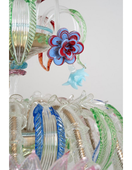 Lampadario ca'rezzonico sospiro di laguna - multicolor e foglie colpo di vento dettaglio fiore