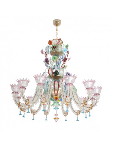 Lampadario ca'rezzonico sospiro di laguna - multicolor e foglie colpo di vento