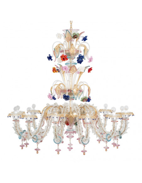 Lampadario ca'rezzonico Gradenigo - multicolor e foglie colpo di vento dettaglio