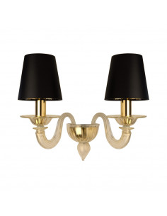 Applique in vetro di Murano oro con paralumi neri
