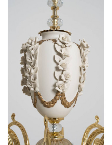 Capodimonte - Lustre en laiton avec...