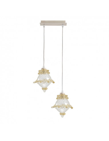 Mini suspension en verre de Murano avec deux sphères de balloton réglables