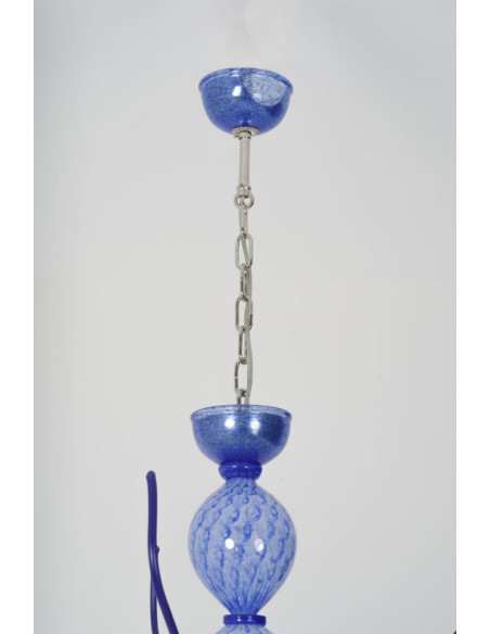 Lampadario Anemone - Vetro di murano blu mare rosone