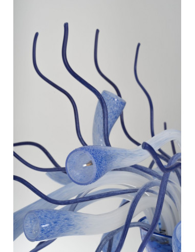Lampadario Anemone - Vetro di murano blu mare