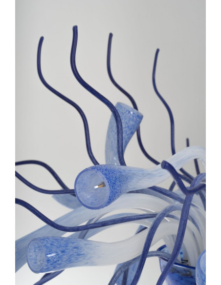 Lampadario Anemone - Vetro di murano blu mare