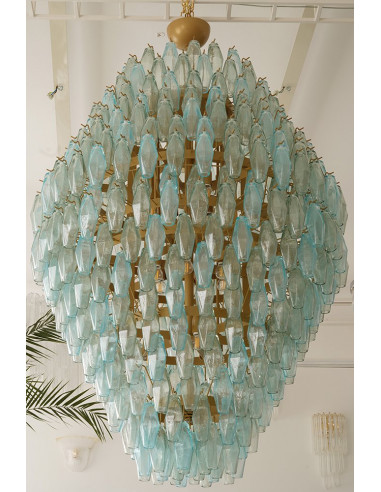 Lampadario vintage romboidale in vetro di Murano showroom