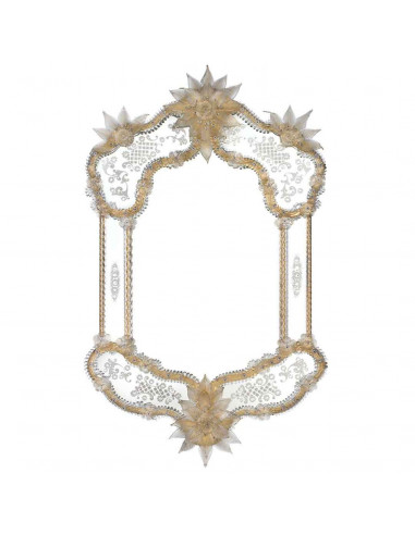 Specchio veneziano con cornice in vetro di murano oro modello medea