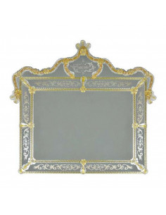 Specchio veneziano con cornice in vetro di murano oro modello berenice