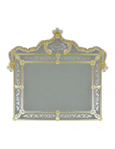 Specchio veneziano con cornice in vetro di murano oro modello berenice