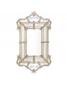 Specchio veneziano con cornice in vetro di murano oro modello merletto