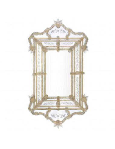 Specchio veneziano con cornice in vetro di murano oro modello merletto