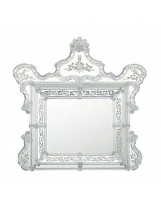 Specchio veneziano con cornice in vetro di murano oro modello Ca bianca