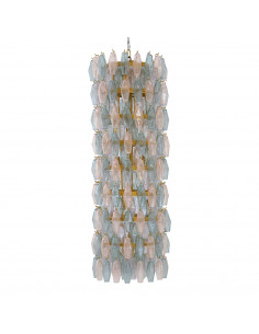 Lampadario vintage colonna poliedri in vetro di Murano