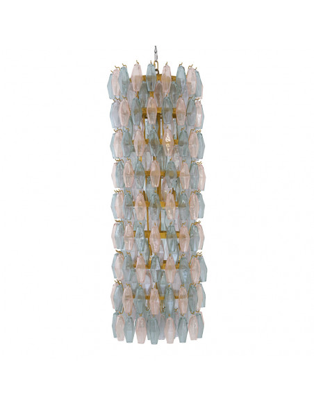 Lampadario vintage colonna poliedri in vetro di Murano