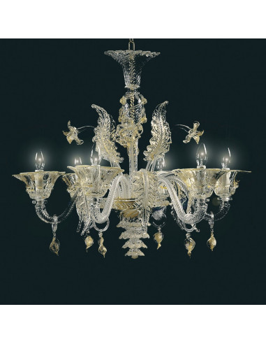 Elegant - lampadario in vetro di murano e oro 24k