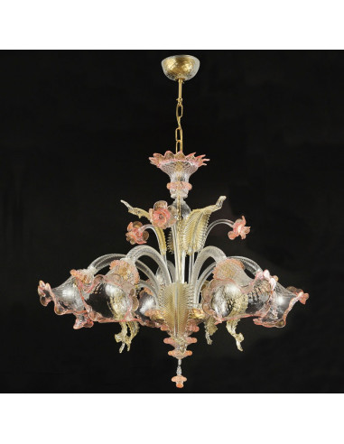 lampadario in vetro di murano oro rosa modello ca venier