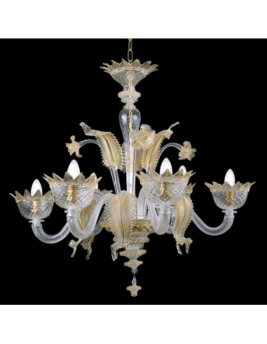 classic venetian chandelier in gold murano glass muranese model
