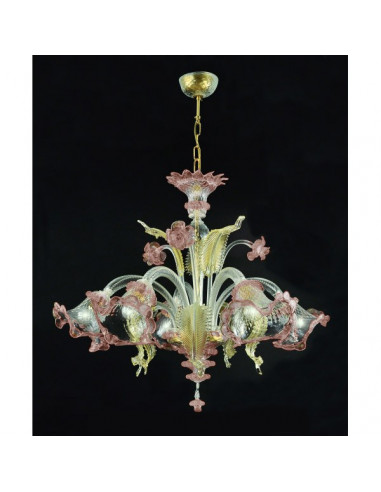 lampadario in vetro di murano oro rosa ametista modello ca venier