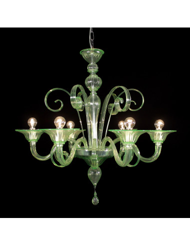 lampadario in vetro di murano colorato modello Giorgione - verde