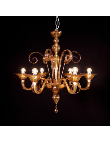 Giorgione colored Murano glass chandelier - orange