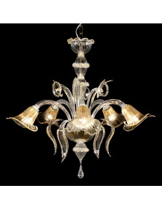 Murano glass chandelier with gold decorations